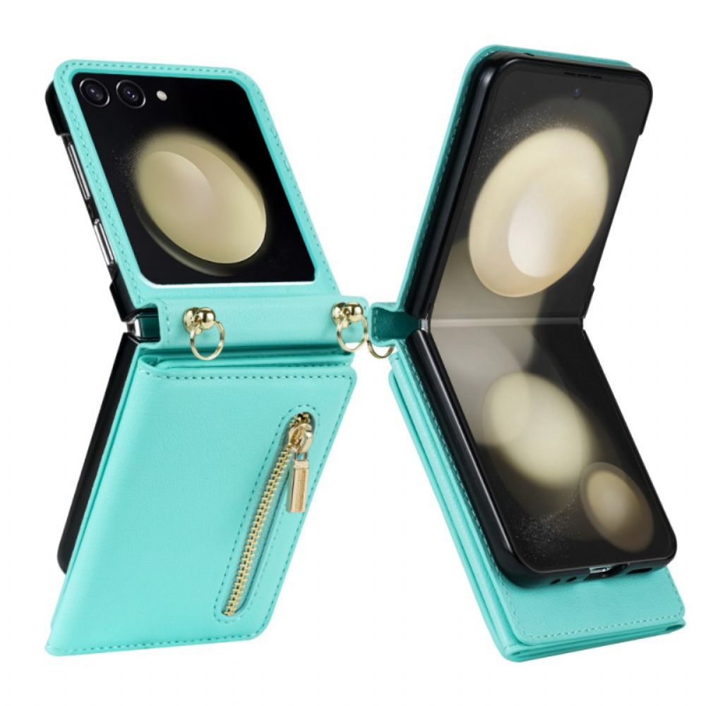 Hoesje Case Samsung Galaxy Z Flip 7 Telefoonhoesje Rfid-portemonnee En Schouderband