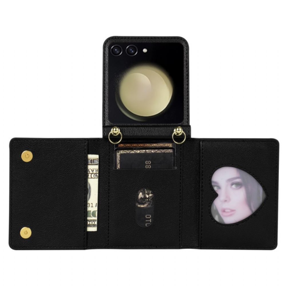 Hoesje Case Samsung Galaxy Z Flip 7 Telefoonhoesje Rfid-portemonnee En Schouderband