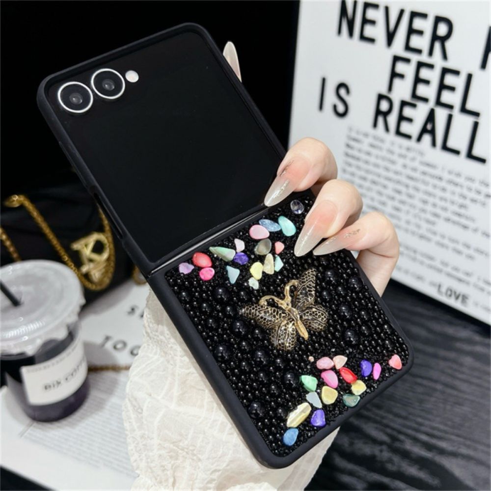 Hoesje Samsung Galaxy Z Flip 7 Decoratie Met Strass-vlinder