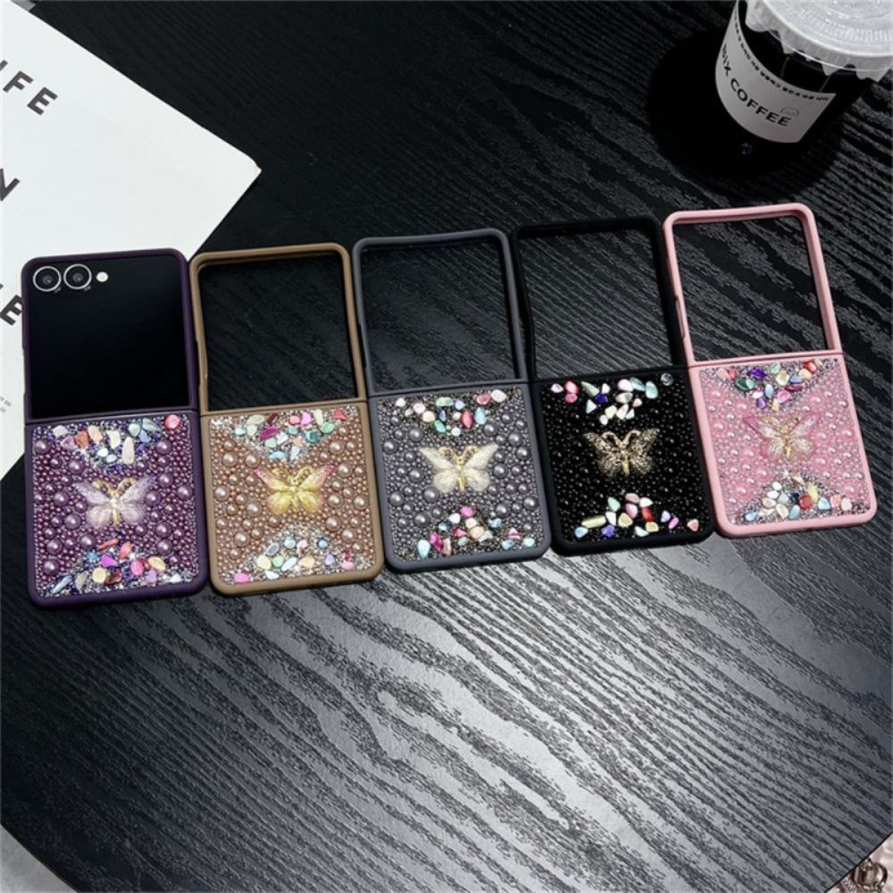Hoesje Samsung Galaxy Z Flip 7 Decoratie Met Strass-vlinder