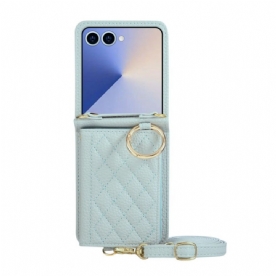 Hoesje Samsung Galaxy Z Flip 7 Gewatteerde Portemonnee Met Schouderband