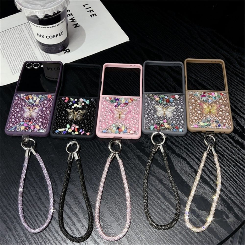 Hoesje Samsung Galaxy Z Flip 7 Glitterdesign En Polsband