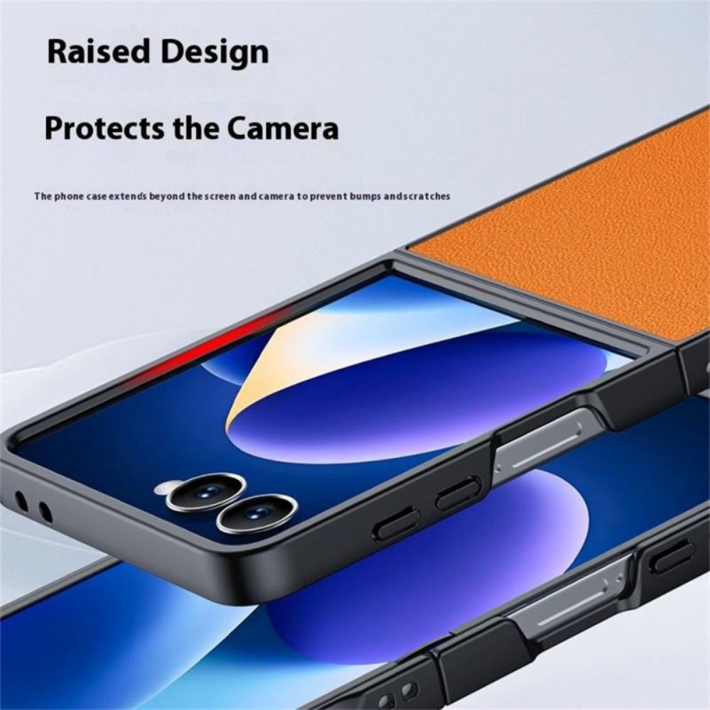 Hoesje Samsung Galaxy Z Flip 7 Lederlook Bescherming Hoesje