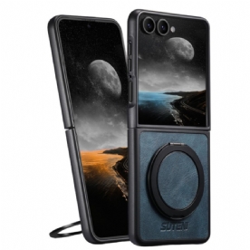 Hoesje Samsung Galaxy Z Flip 7 Magsafe-compatibel Lederlook Suteni Ringhouder Bescherming Hoesje