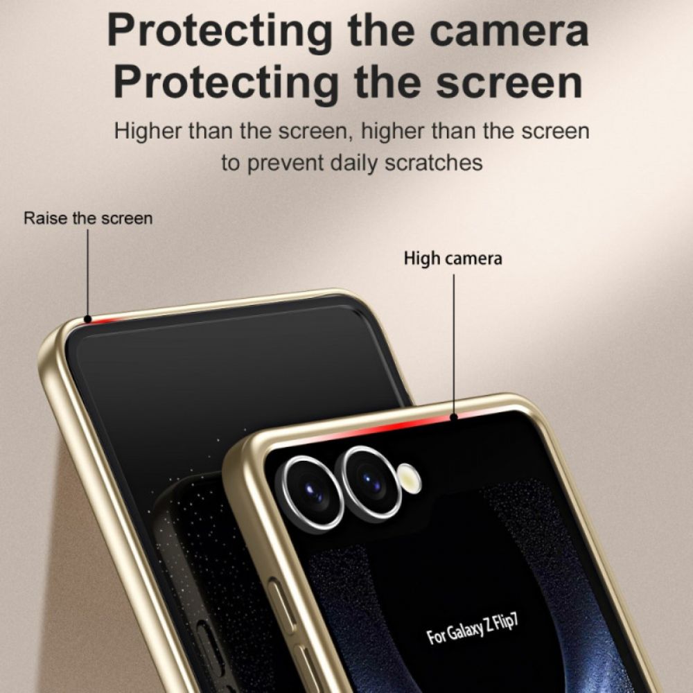 Hoesje Samsung Galaxy Z Flip 7 Metallic Effect Met Schermbeschermer