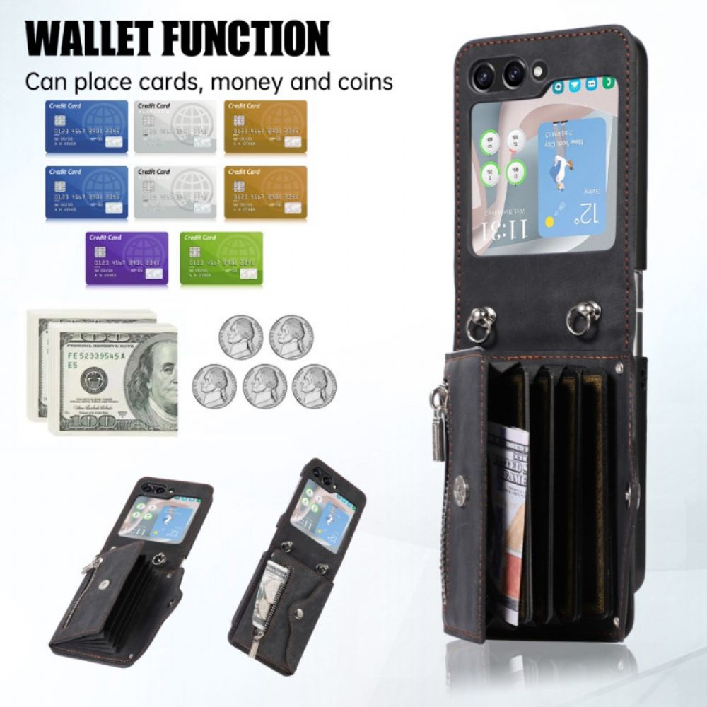 Hoesje Samsung Galaxy Z Flip 7 Portemonnee Met Draagkoord En Schouderband