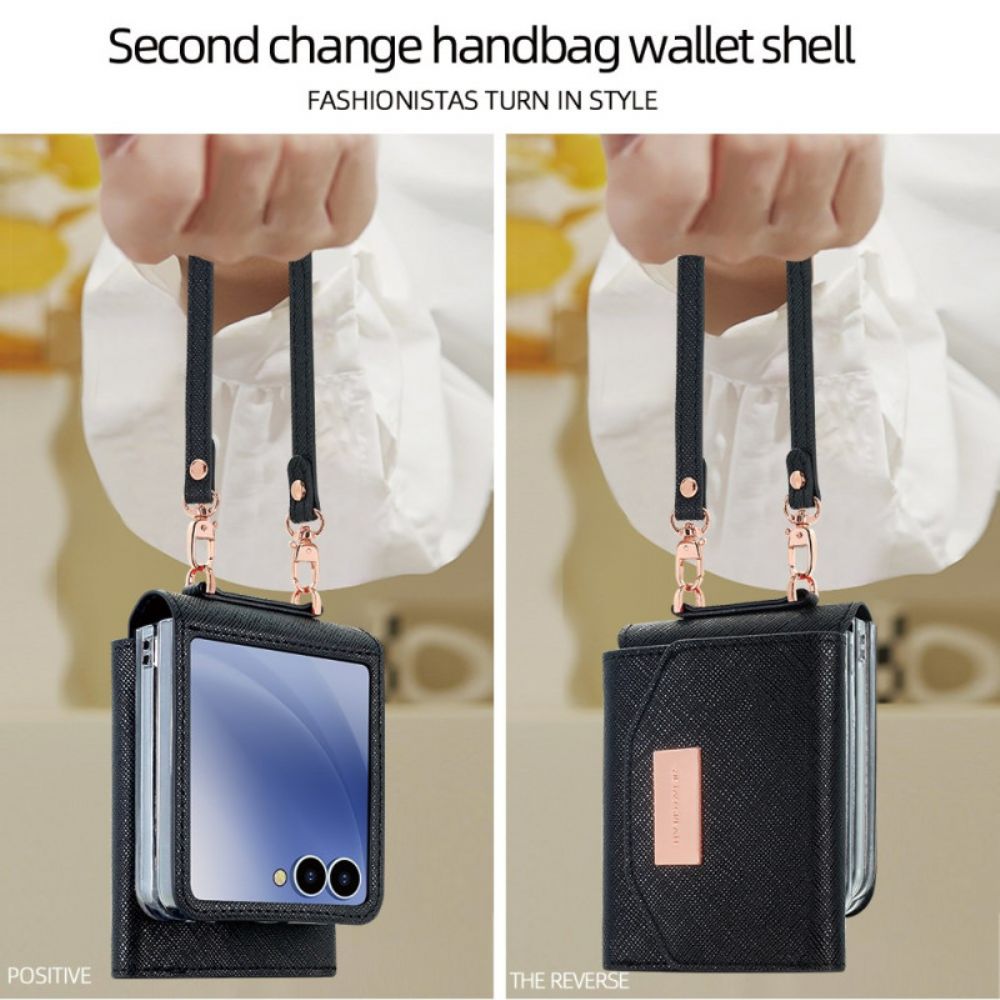 Hoesje Samsung Galaxy Z Flip 7 Portemonnee En Riem Bescherming Hoesje