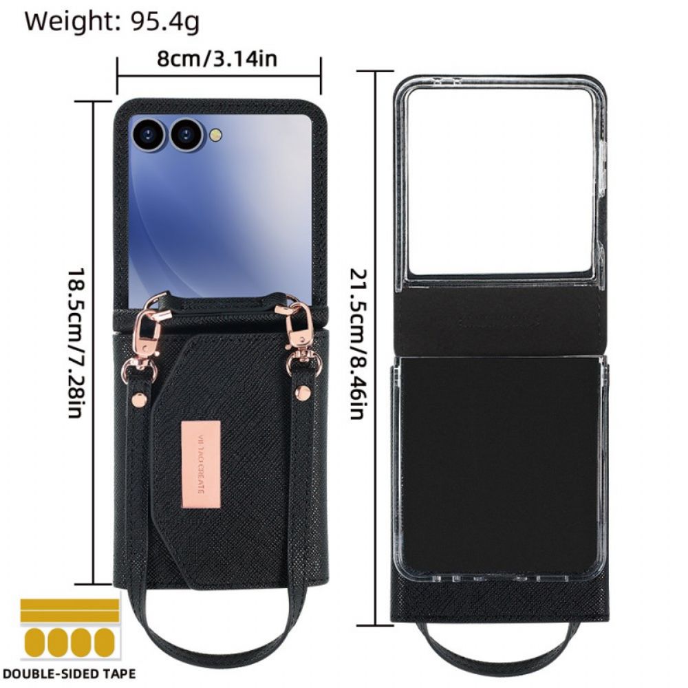 Hoesje Samsung Galaxy Z Flip 7 Portemonnee En Riem Bescherming Hoesje
