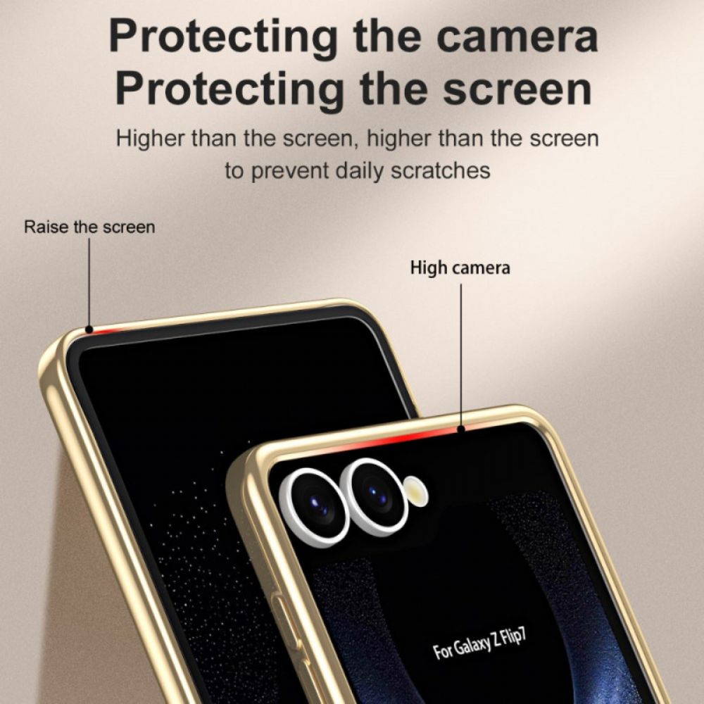 Hoesje Samsung Galaxy Z Flip 7 Premium Met Schermbeschermer Aan De Achterkant