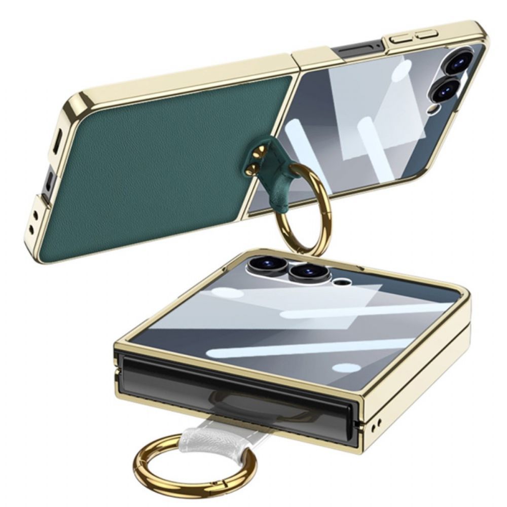 Hoesje Samsung Galaxy Z Flip 7 Ring Houder En Afneembare Schouderriem Bescherming Hoesje