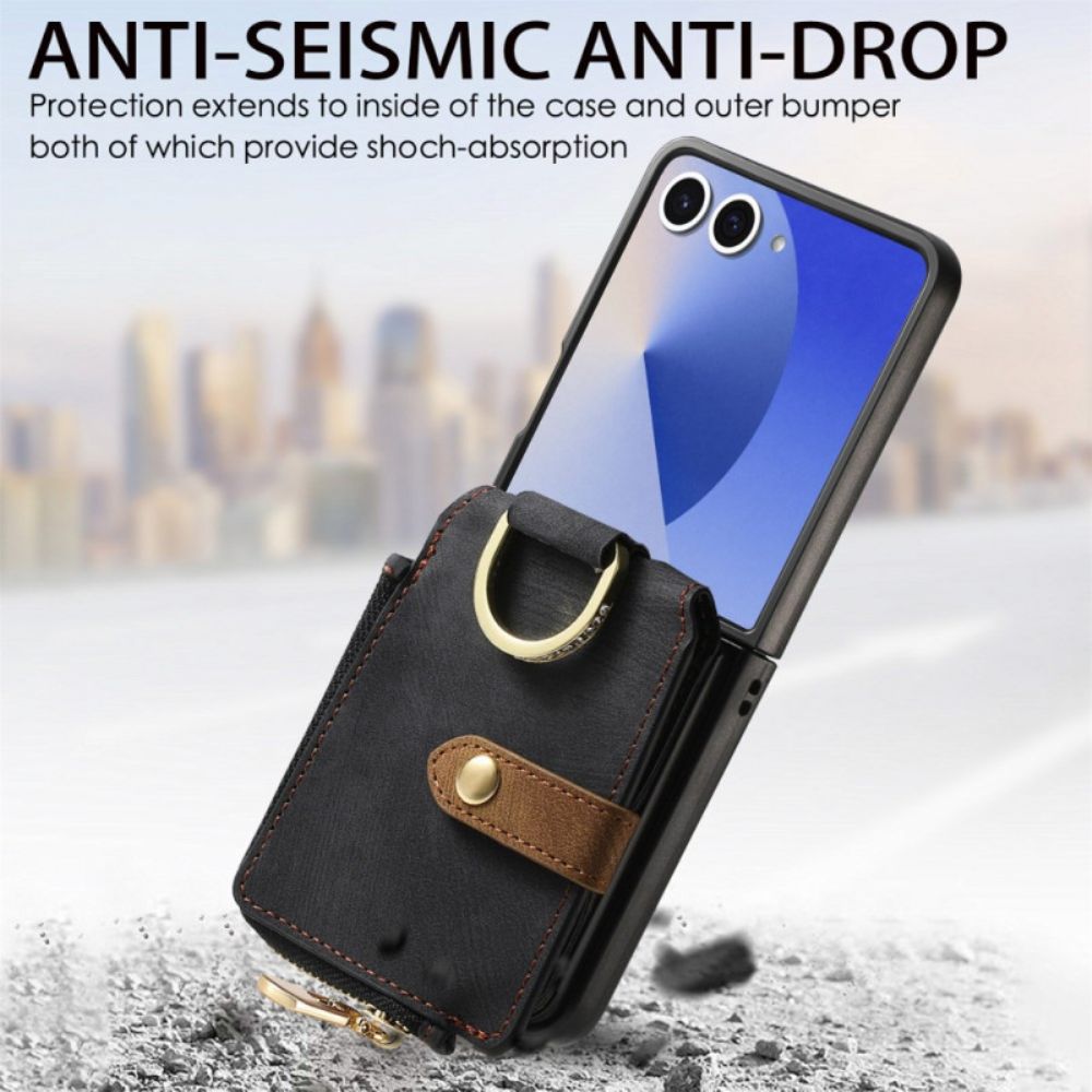 Hoesje Samsung Galaxy Z Flip 7 Vak Met Ritssluiting En Kaarthouder