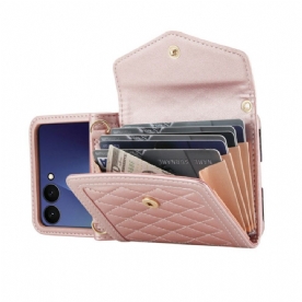 Hoesje Voor Samsung Galaxy Z Flip 7 Gevoerde Kaarthouder En Schouderband