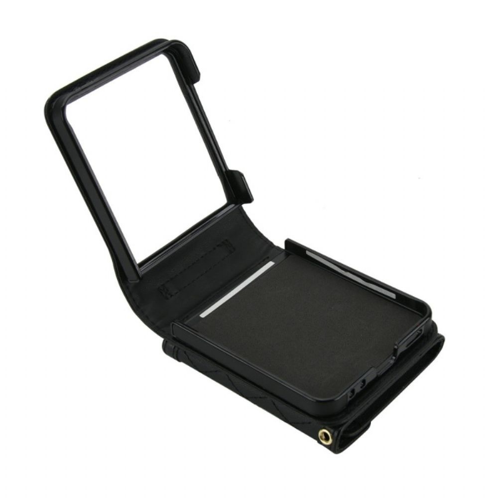 Hoesje Voor Samsung Galaxy Z Flip 7 Gevoerde Kaarthouder En Schouderband