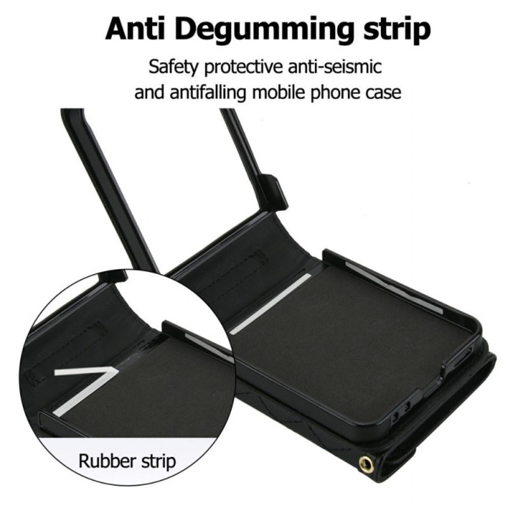 Hoesje Voor Samsung Galaxy Z Flip 7 Gevoerde Kaarthouder En Schouderband