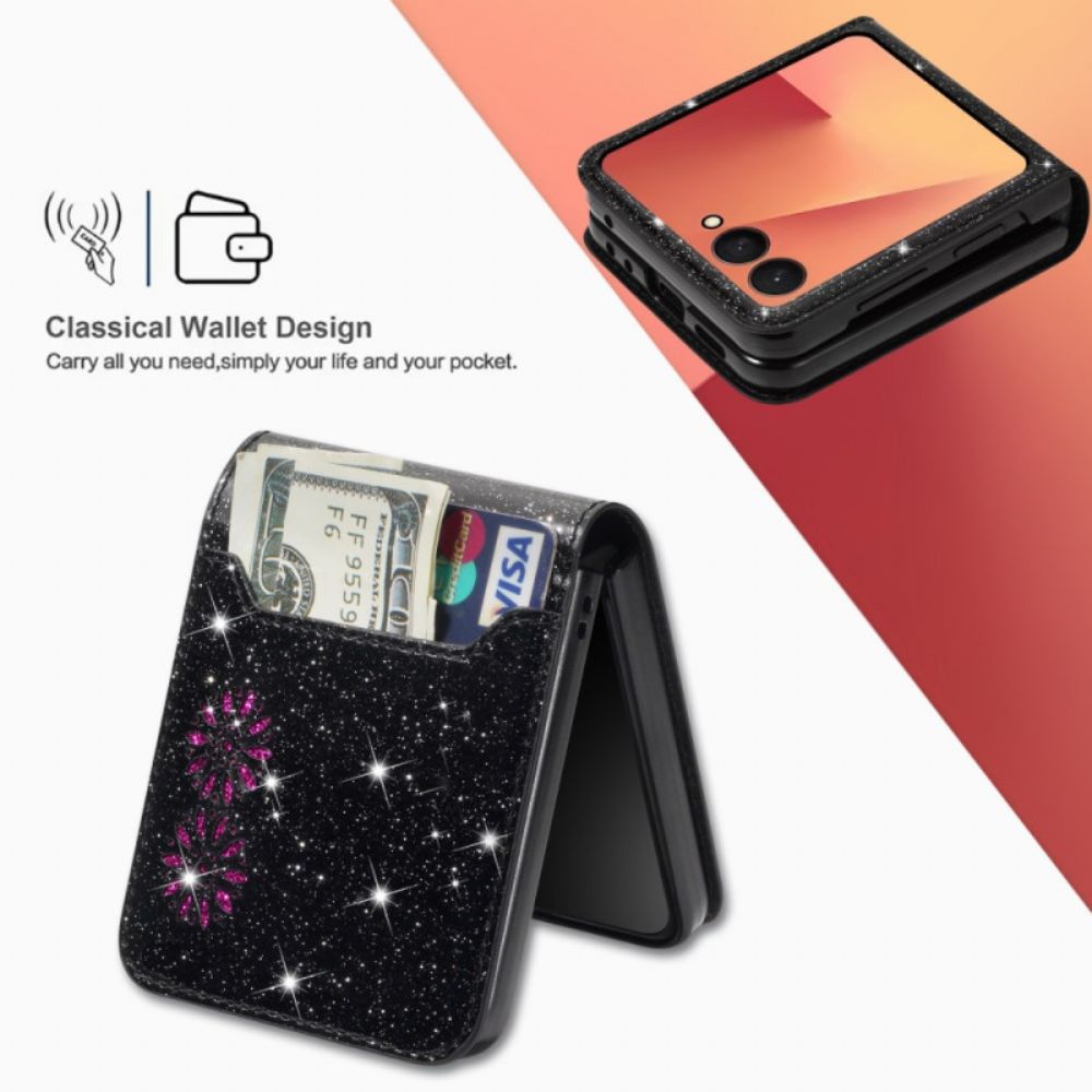 Hoesje Voor Samsung Galaxy Z Flip 7 Glitter Kaarthouder