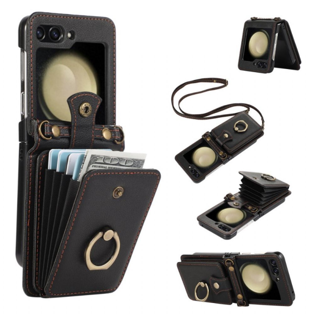 Hoesje Voor Samsung Galaxy Z Flip 7 Kaarthouder En Schouderband