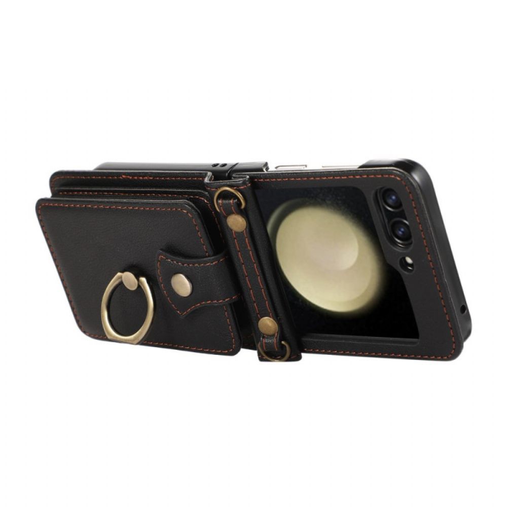 Hoesje Voor Samsung Galaxy Z Flip 7 Kaarthouder En Schouderband