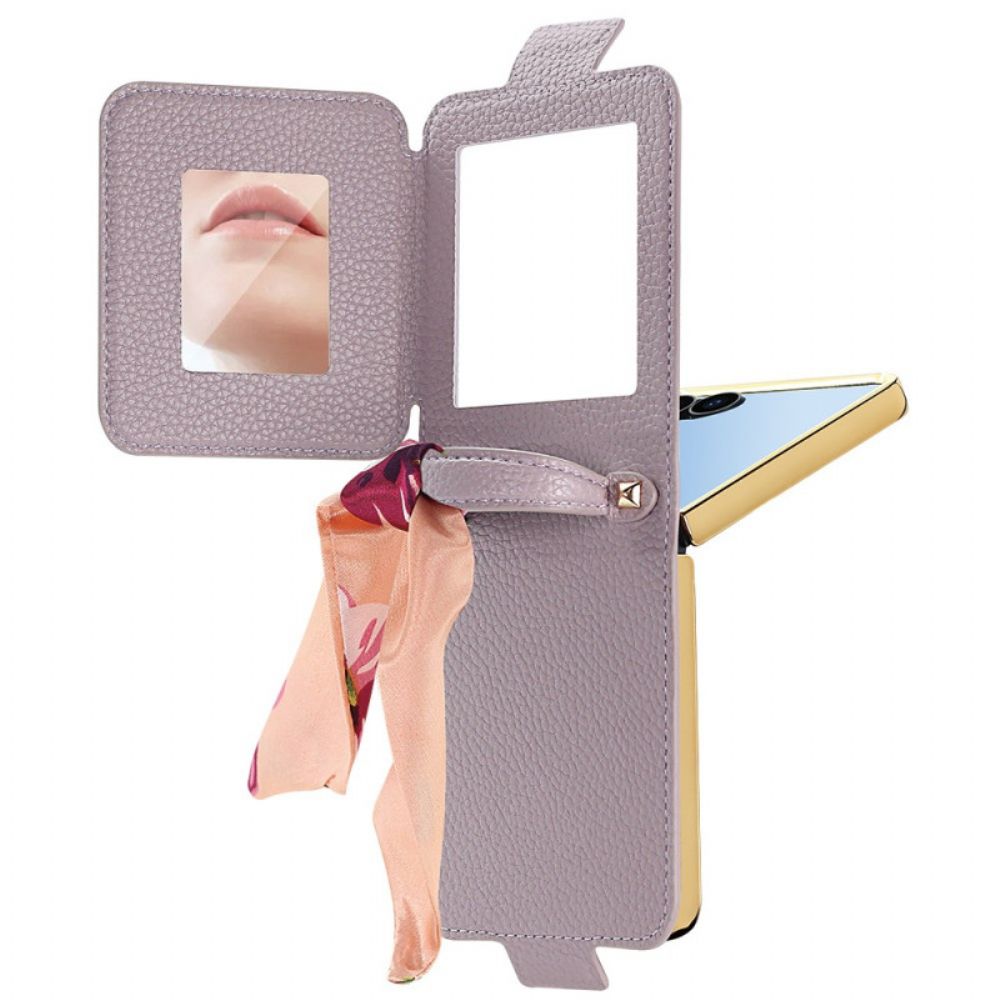 Hoesje Voor Samsung Galaxy Z Flip 7 Spiegel En Kaarthouder