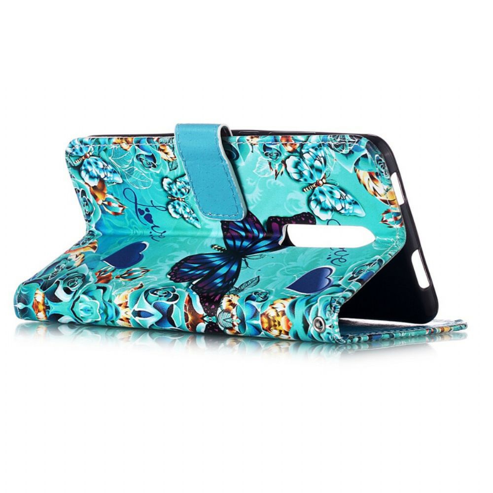Folio-hoesje voor Xiaomi Mi 9T / Mi 9T Pro Met Ketting Liefde Vlinders Strappy