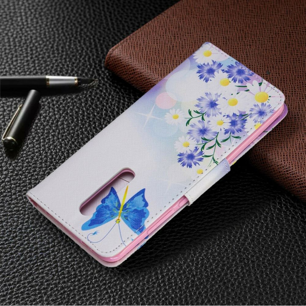 Leren Hoesje voor Xiaomi Mi 9T / Mi 9T Pro Geschilderde Vlinders En Bloemen