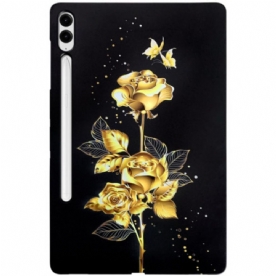 Cover Hoesje Samsung Galaxy Tab S10 Plus Telefoonhoesje Gouden Rozen