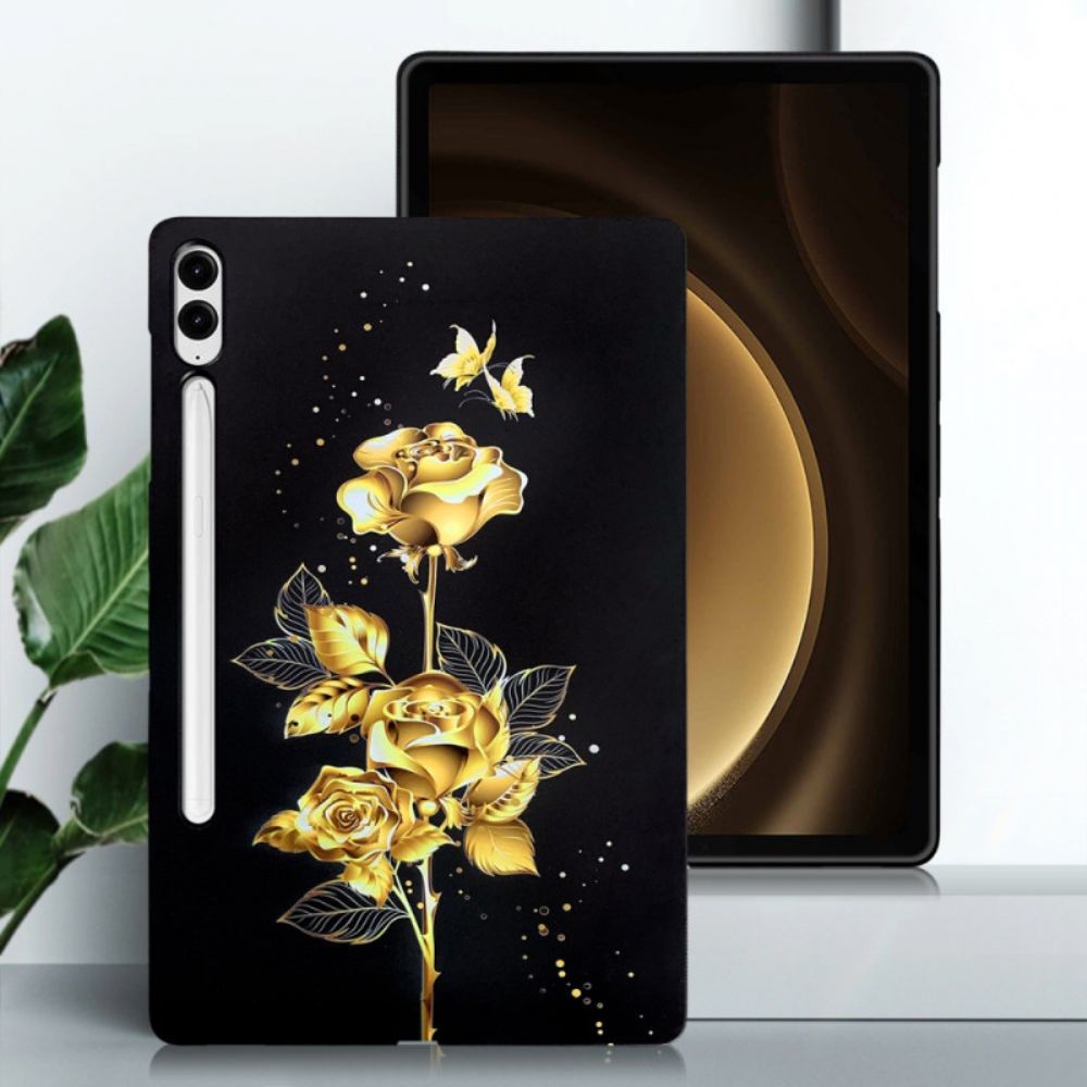 Cover Hoesje Samsung Galaxy Tab S10 Plus Telefoonhoesje Gouden Rozen
