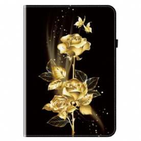 Hoesje Case Samsung Galaxy Tab S10 Plus Telefoonhoesje Gouden Rozen