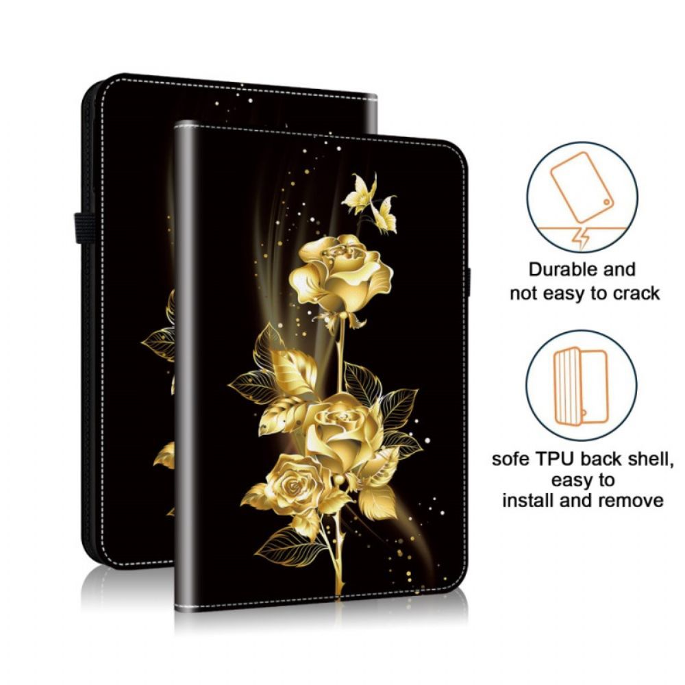 Hoesje Case Samsung Galaxy Tab S10 Plus Telefoonhoesje Gouden Rozen