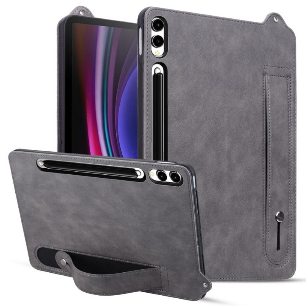 Hoesje Voor Samsung Galaxy Tab S10 Plus Stylushouder En Riem Met Leer-effect