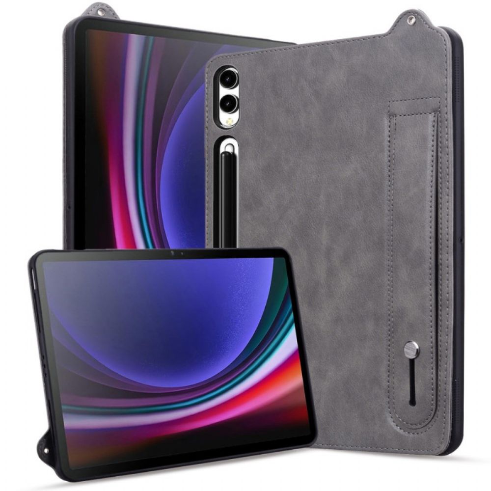 Hoesje Voor Samsung Galaxy Tab S10 Plus Stylushouder En Riem Met Leer-effect