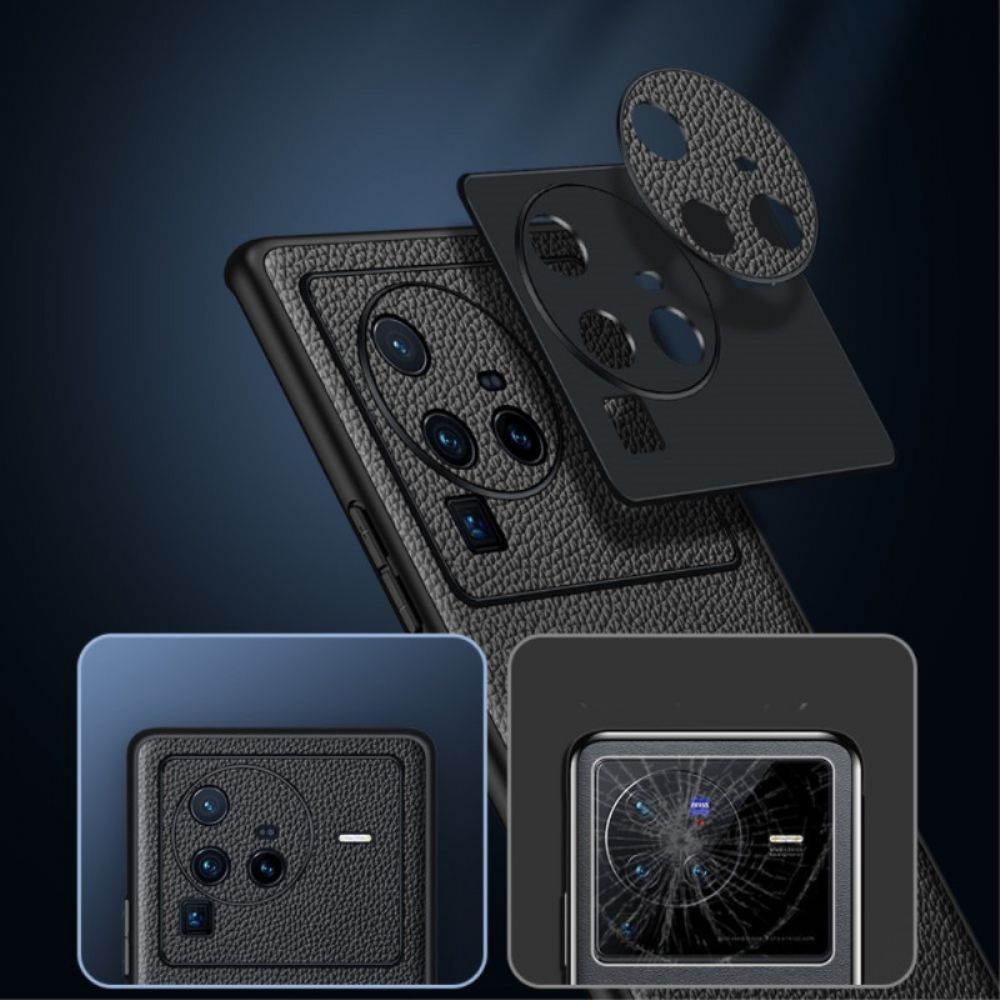 Hoesje voor Vivo X80 Pro Echt Litchi-leer