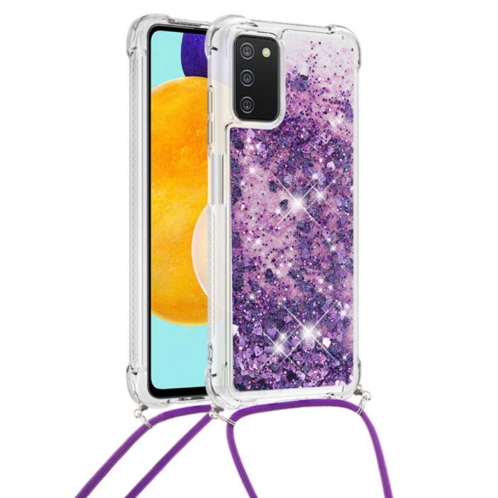 Hoesje voor Samsung Galaxy A03s Pailletten Met Koord