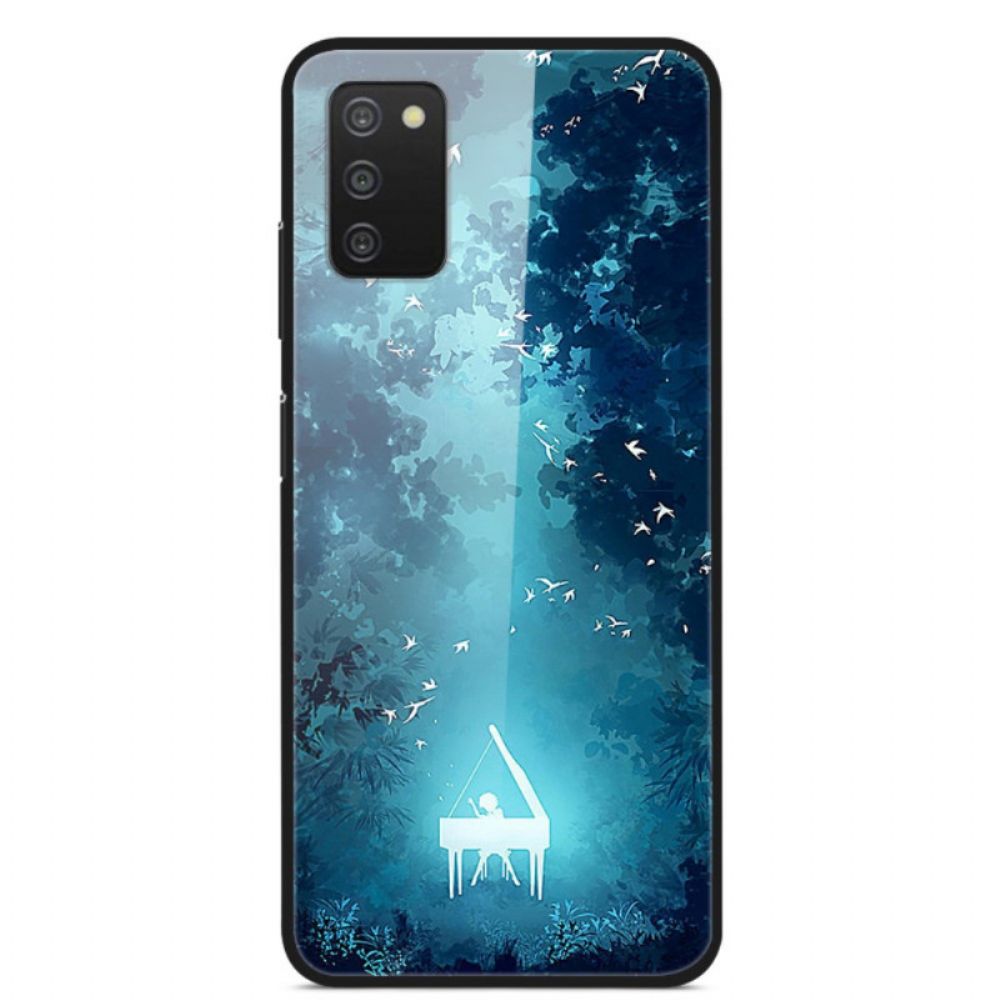 Hoesje voor Samsung Galaxy A03s Piano Van Gehard Glas In De Nacht