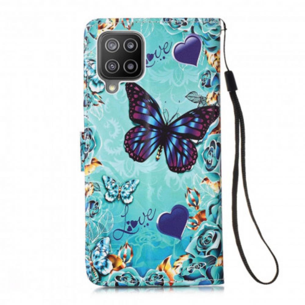 Folio-hoesje voor Samsung Galaxy A22 4G Gouden Vlinders