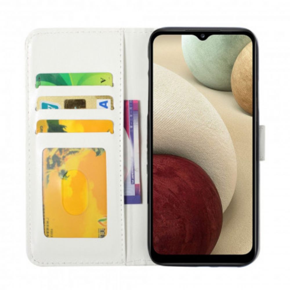 Folio-hoesje voor Samsung Galaxy A22 4G Met Ketting Vlindervlucht In Riem
