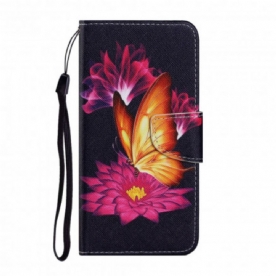Folio-hoesje voor Samsung Galaxy A22 4G Vlinder En Lotus