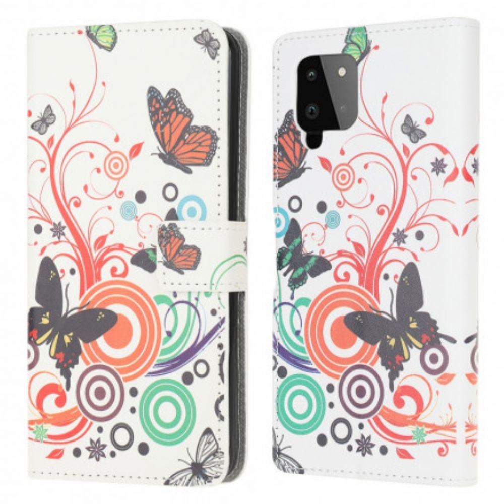Folio-hoesje voor Samsung Galaxy A22 4G Vlinders En Bloemen