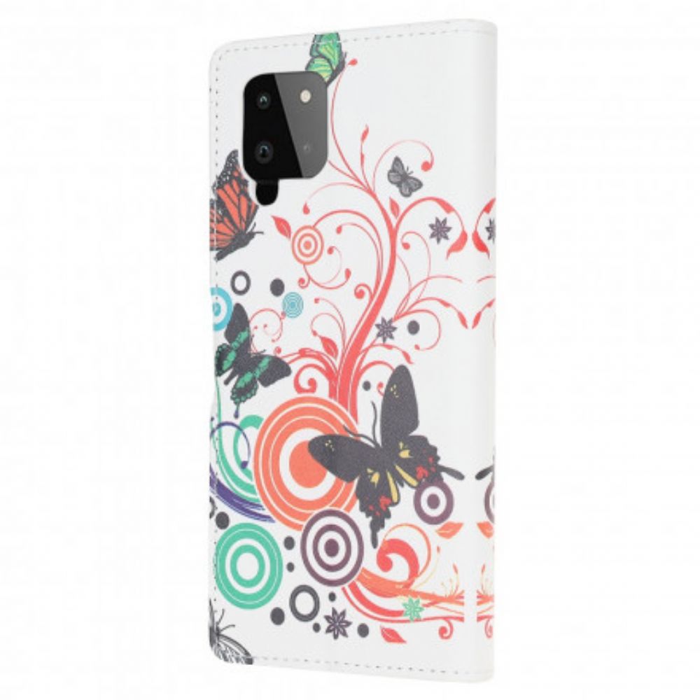 Folio-hoesje voor Samsung Galaxy A22 4G Vlinders En Bloemen