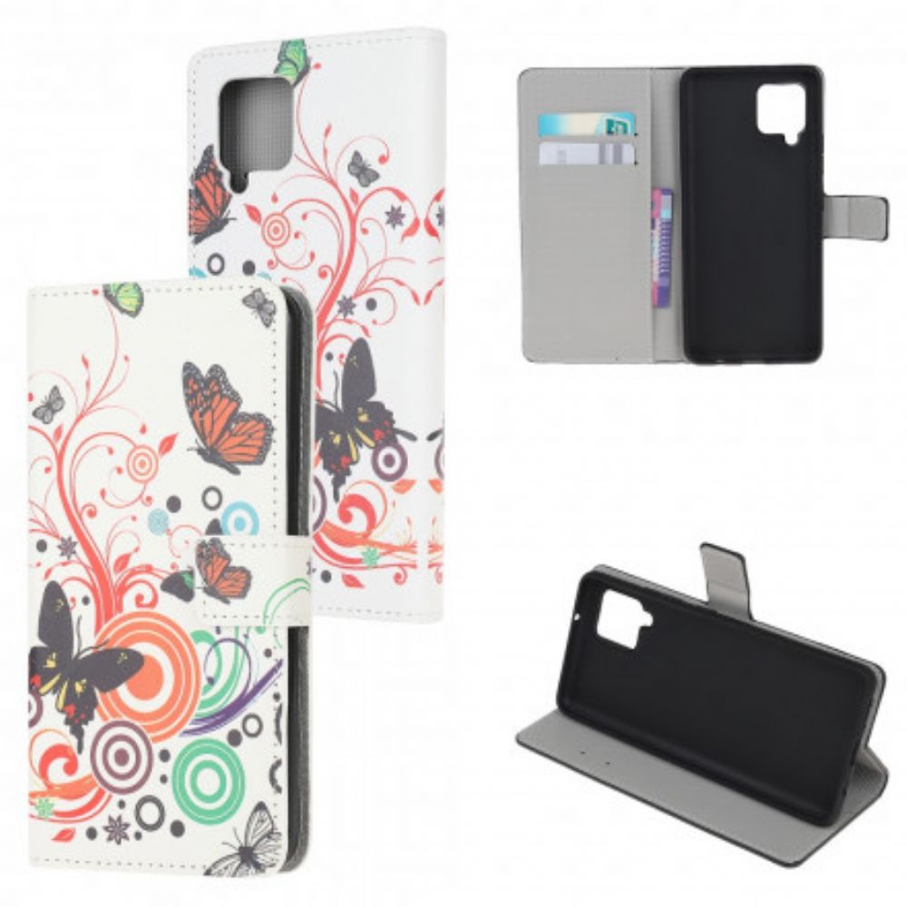 Folio-hoesje voor Samsung Galaxy A22 4G Vlinders En Bloemen