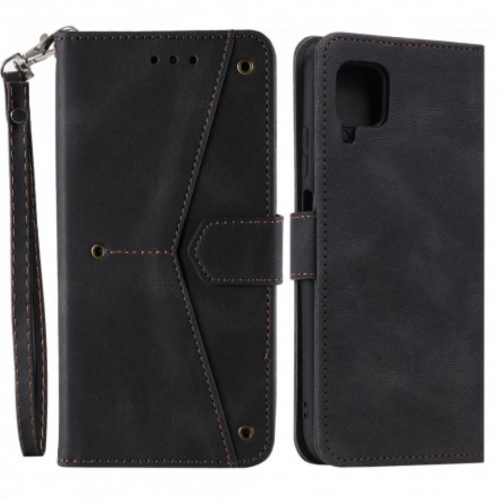 Leren Hoesje voor Samsung Galaxy A22 4G Skin-touch-naden