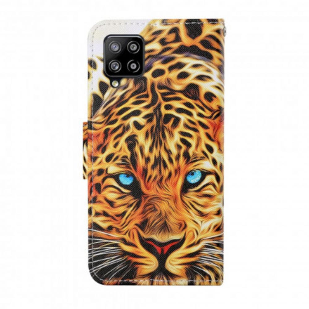 Leren Hoesje voor Samsung Galaxy A22 4G Tijger Met Koord