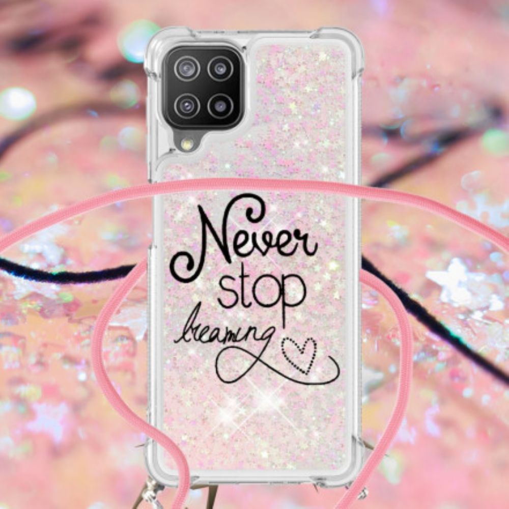 Telefoonhoesje voor Samsung Galaxy A22 4G Met Koord Stop Nooit Met Paillettenkoord