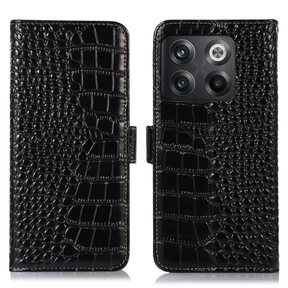 Folio-hoesje voor OnePlus 10T 5G Rfid Krokodil Stijl