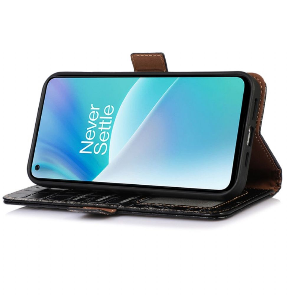 Folio-hoesje voor OnePlus 10T 5G Rfid Krokodil Stijl