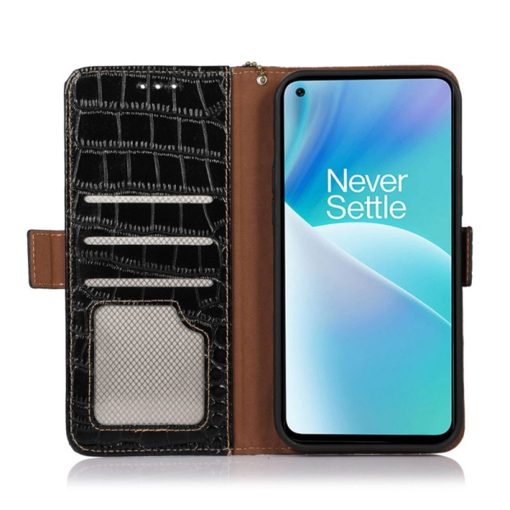 Folio-hoesje voor OnePlus 10T 5G Rfid Krokodil Stijl
