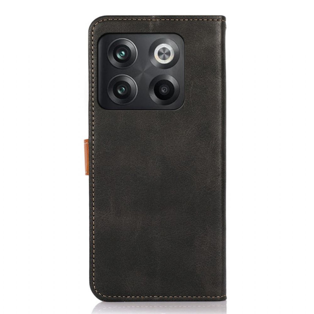 Folio-hoesje voor OnePlus 10T 5G Tweekleurige Gouden Sluiting Khazneh