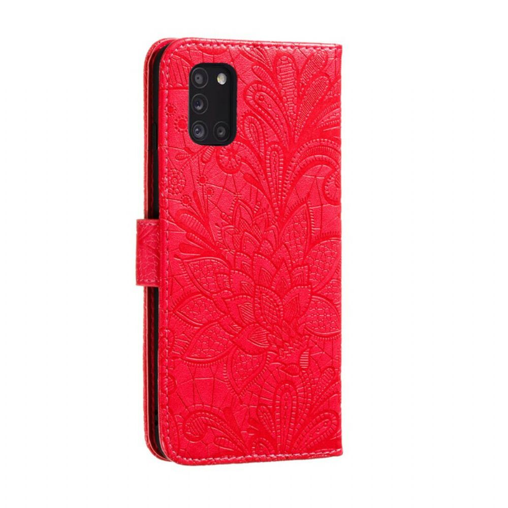 Folio-hoesje voor Samsung Galaxy A31 Met Ketting Tribal Band Bloemen