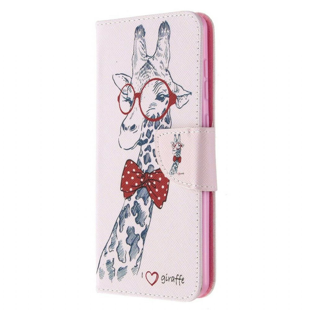 Leren Hoesje voor Samsung Galaxy A31 Nerdy Giraf