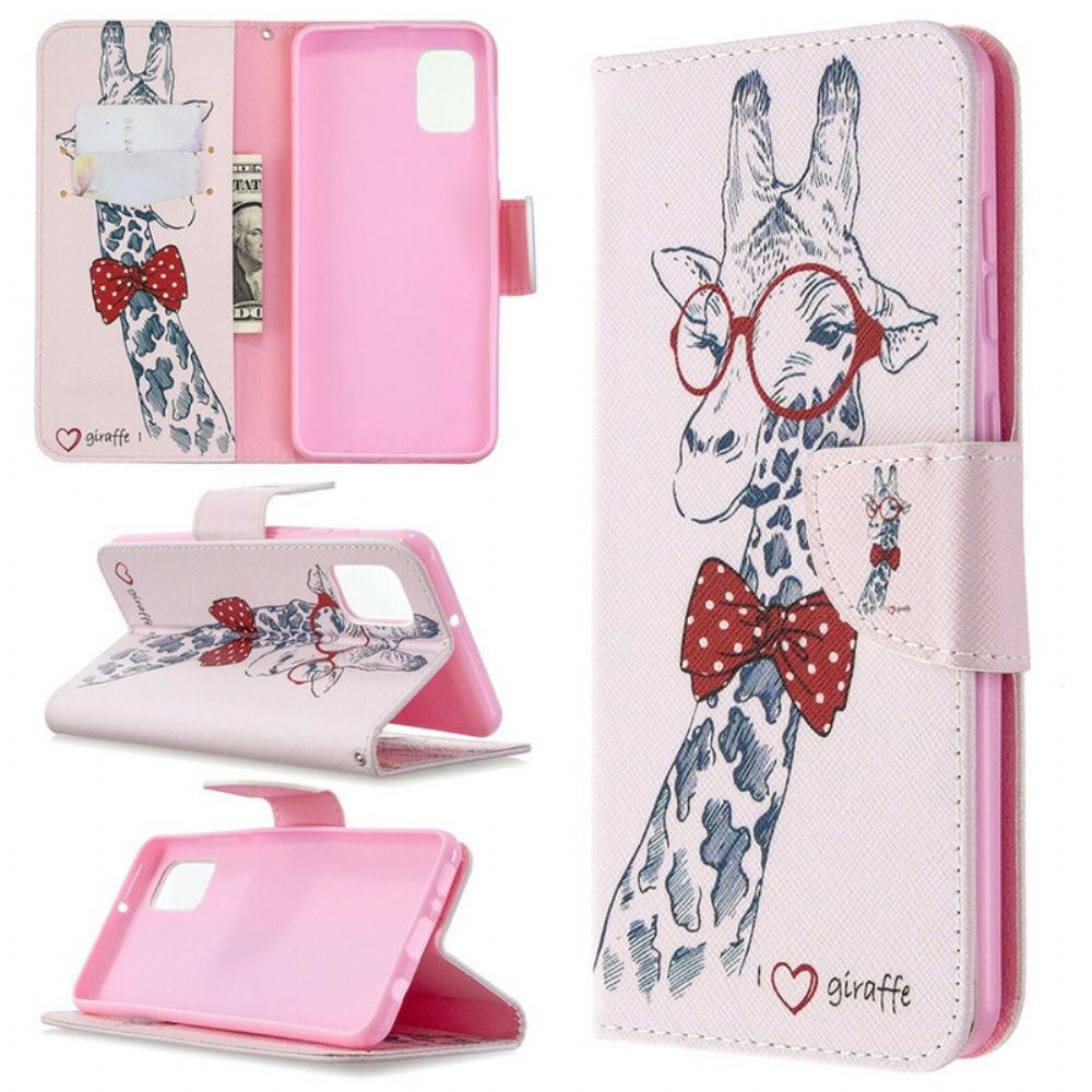 Leren Hoesje voor Samsung Galaxy A31 Nerdy Giraf