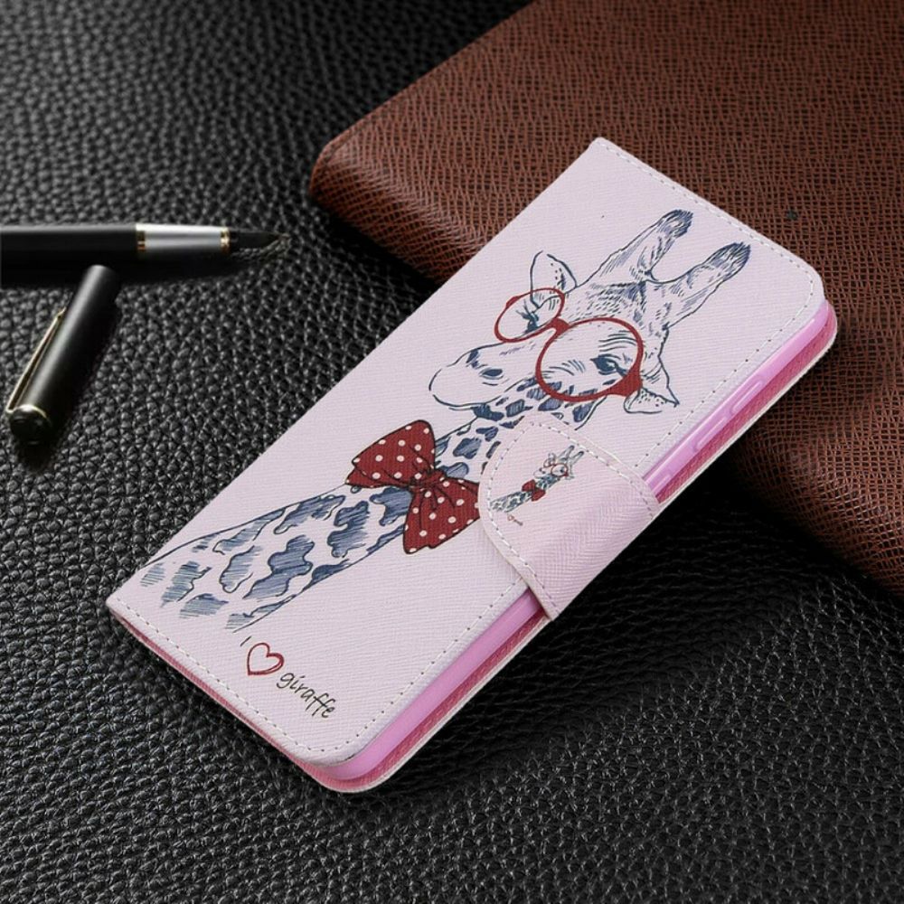 Leren Hoesje voor Samsung Galaxy A31 Nerdy Giraf